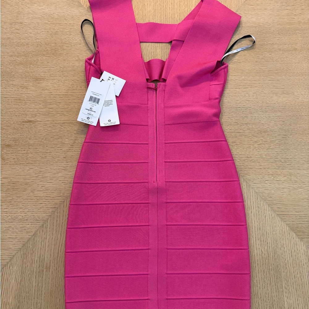 Herve Leger Hot Pink Backless Bandage Dress - Picture 2 of 10